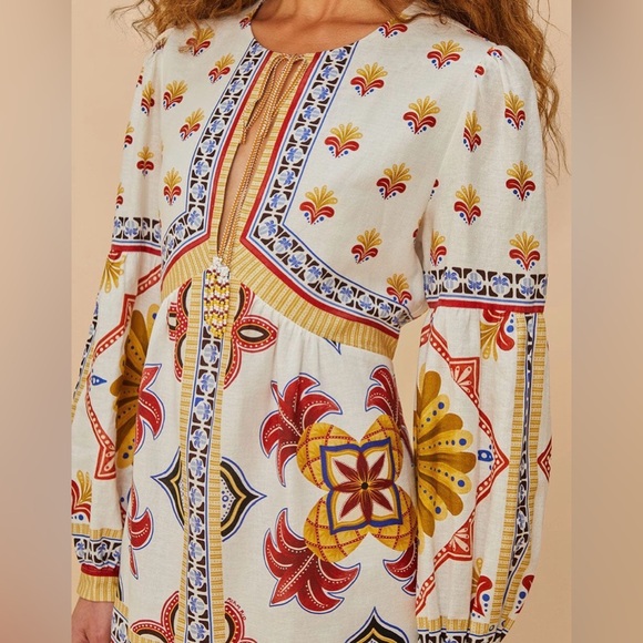 Farm Rio Off White Mary’s Titles Lenzig Mini Dress - Picture 2 of 5